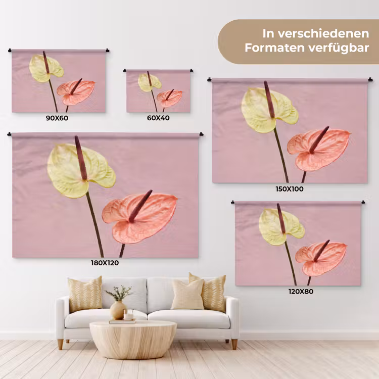 Bloemen - Anthuriums - Geel - Roze Wandkleed katoen klein -tsfeer8_DE