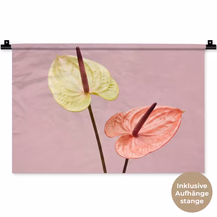 Bloemen - Anthuriums - Geel - Roze Wandkleed katoen klein -t3d_DE