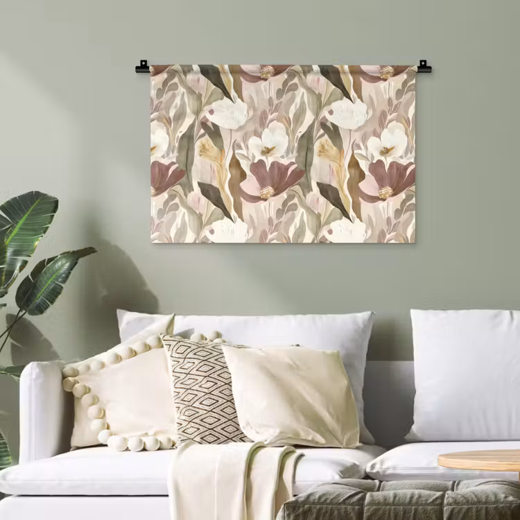 Bloemen - Aquarel - Kleurrijk Wandkleed katoen klein 269 -sfeer7