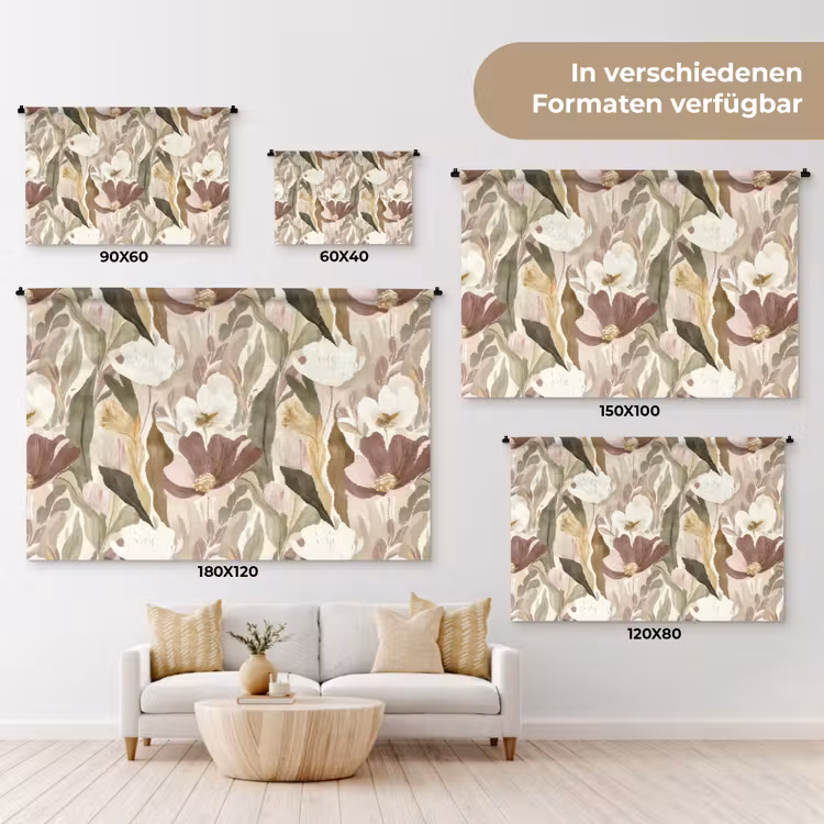 Bloemen - Aquarel - Kleurrijk Wandkleed katoen klein 269 -tsfeer8_DE