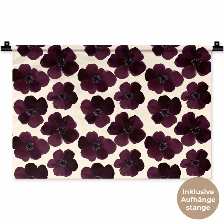 Bloemen - Aquarel - Paars Wandkleed katoen klein 269 -t3d_DE