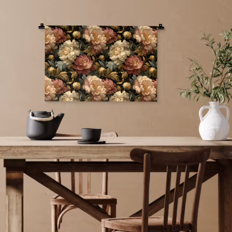 Bloemen - Barok - Patroon - Roze - Crème Wandkleed katoen klein 269 -sfeer6