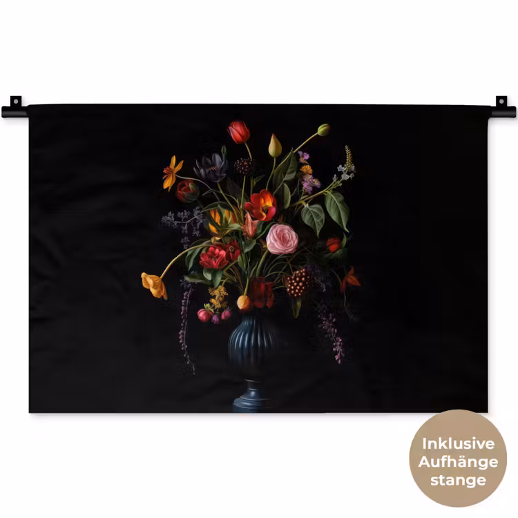 Bloemen - Bessen - Klassiek Wandkleed katoen klein -t3d_DE