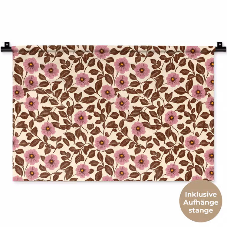 Bloemen - Bladeren - Kleurrijk Wandkleed katoen klein 269 -t3d_DE