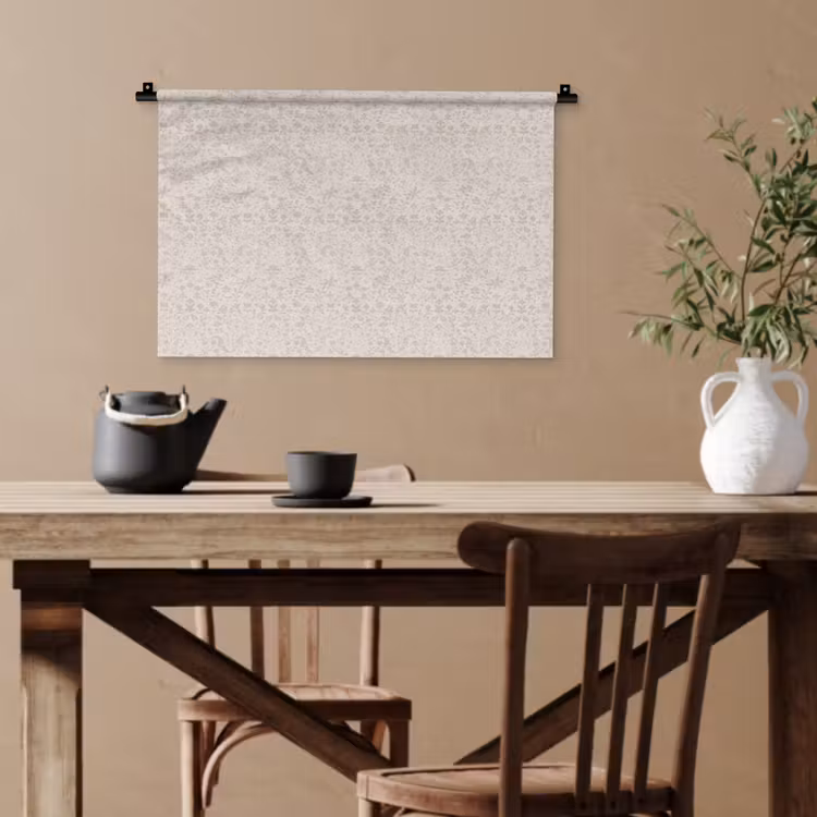 Bloemen - Bladeren - Licht - Taupe Wandkleed katoen klein 269 -sfeer6