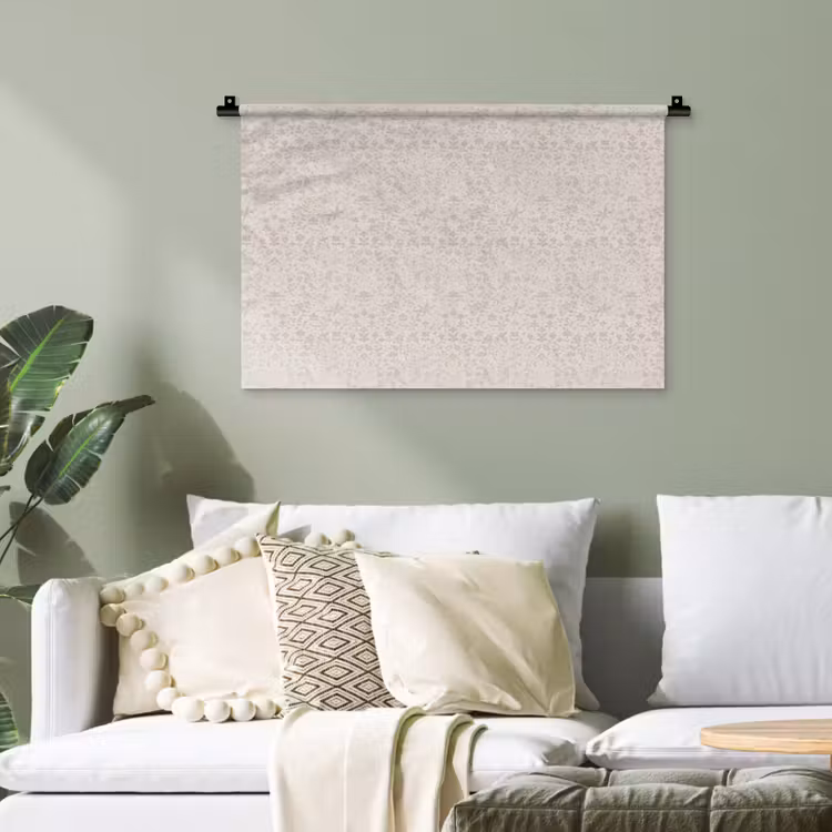 Bloemen - Bladeren - Licht - Taupe Wandkleed katoen klein 269 -sfeer7