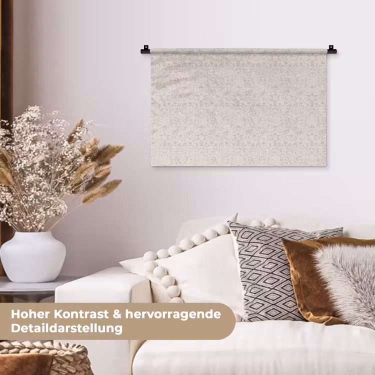 Bloemen - Bladeren - Licht - Taupe Wandkleed katoen klein 269 -tsfeer1_DE