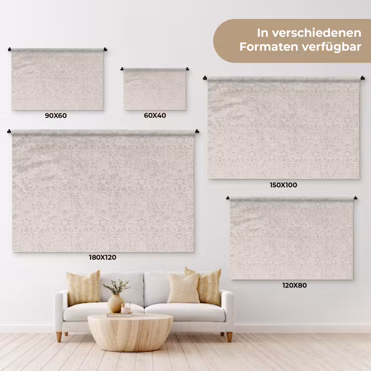 Bloemen - Bladeren - Licht - Taupe Wandkleed katoen klein 269 -tsfeer8_DE