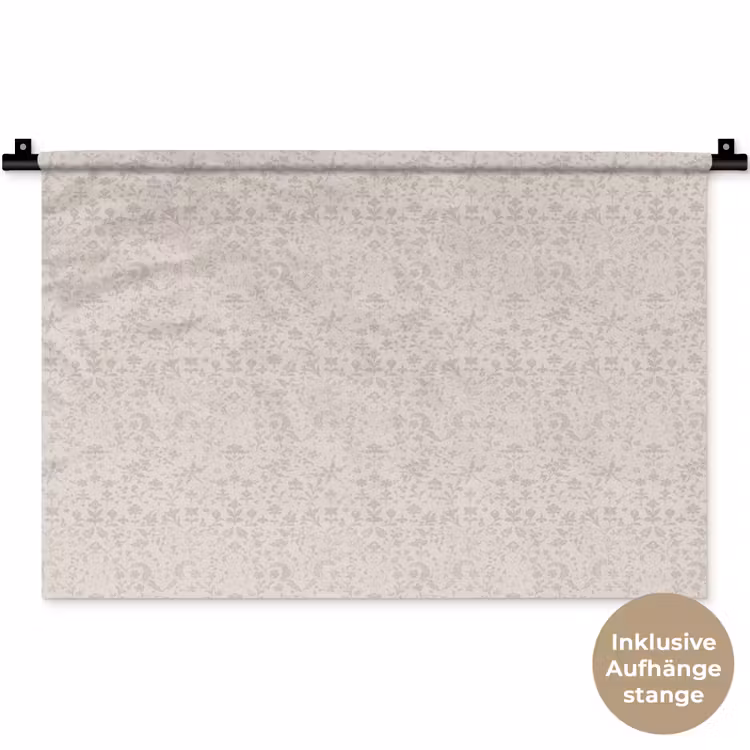 Bloemen - Bladeren - Licht - Taupe Wandkleed katoen klein 269 -t3d_DE