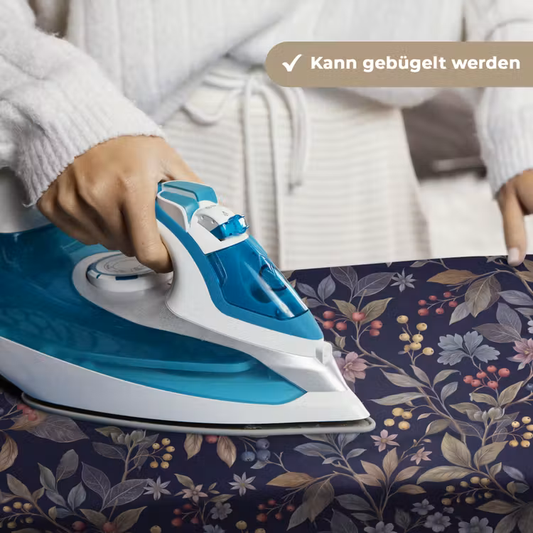 Bloemen - Bladeren - Patroon - Botanisch - Donkerblauw Wandkleed katoen klein -tsfeer9_DE