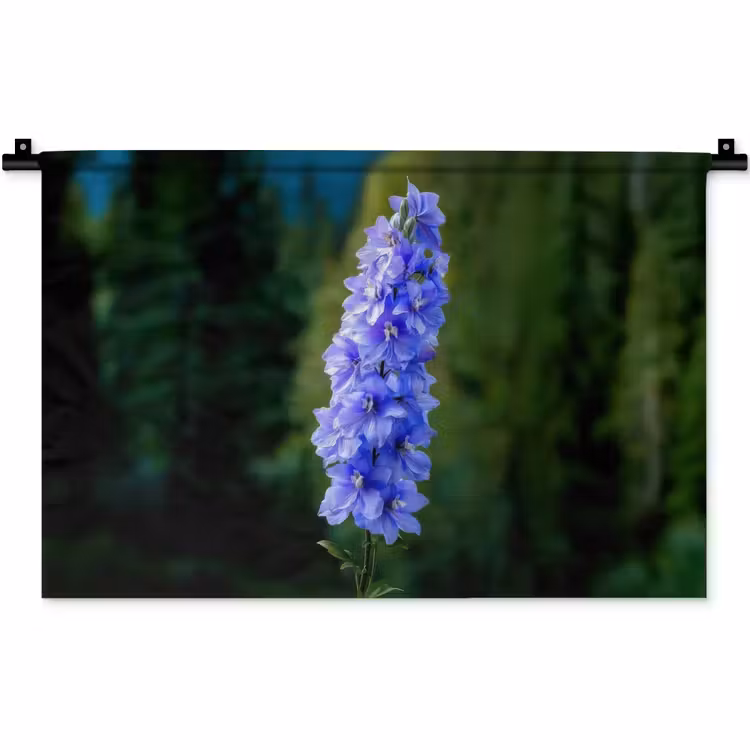Bloemen - Blauw - Dennenboom Wandkleed katoen klein -zz3d