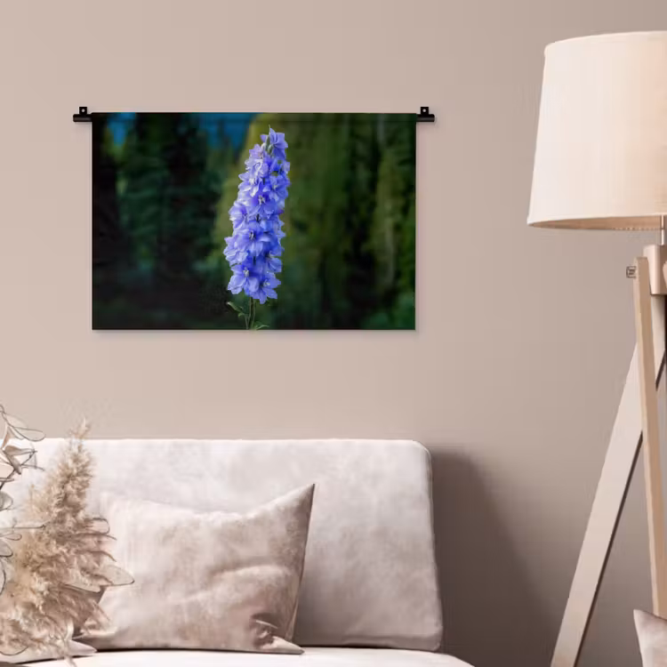 Bloemen - Blauw - Dennenboom Wandkleed katoen klein -sfeer4