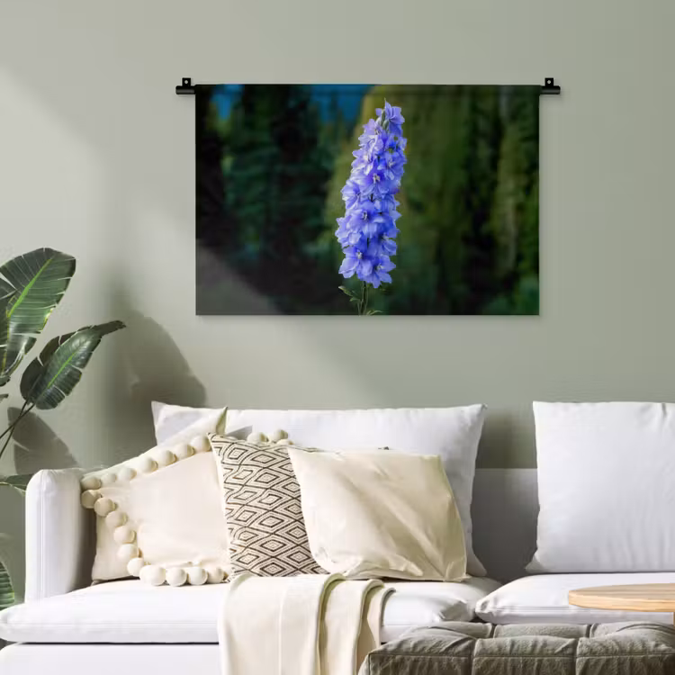Bloemen - Blauw - Dennenboom Wandkleed katoen klein -sfeer7