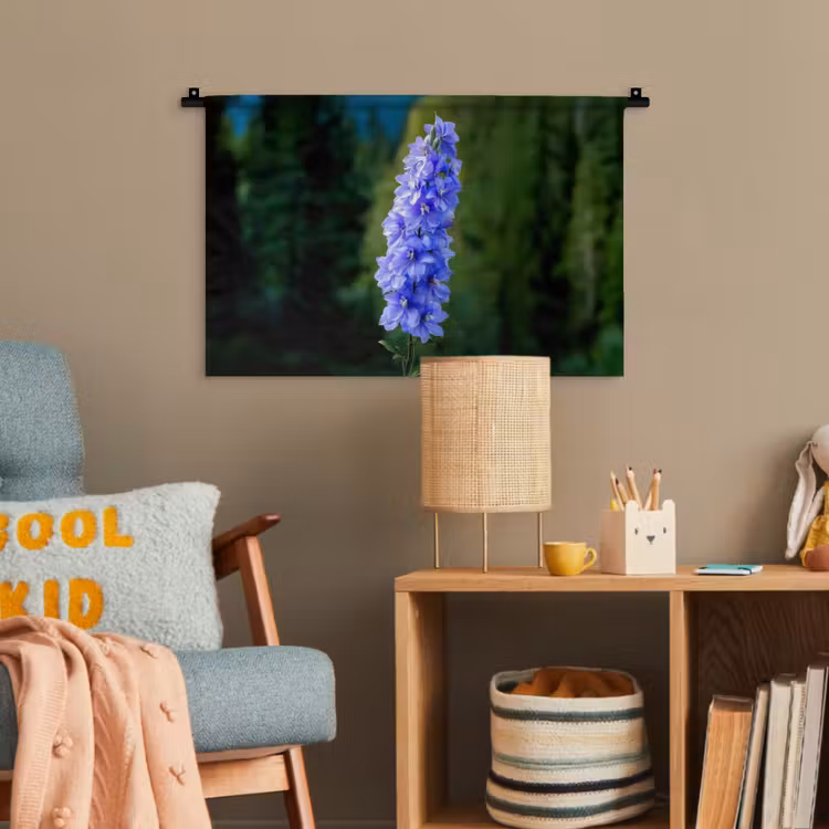 Bloemen - Blauw - Dennenboom Wandkleed katoen klein -wsfeer4_kind