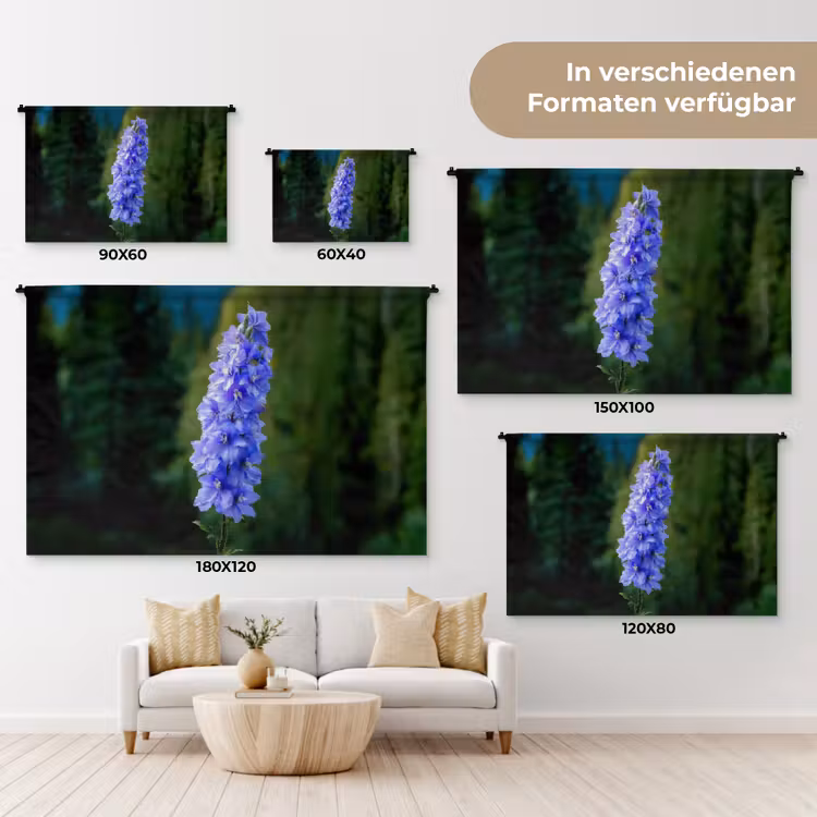 Bloemen - Blauw - Dennenboom Wandkleed katoen klein -tsfeer8_DE