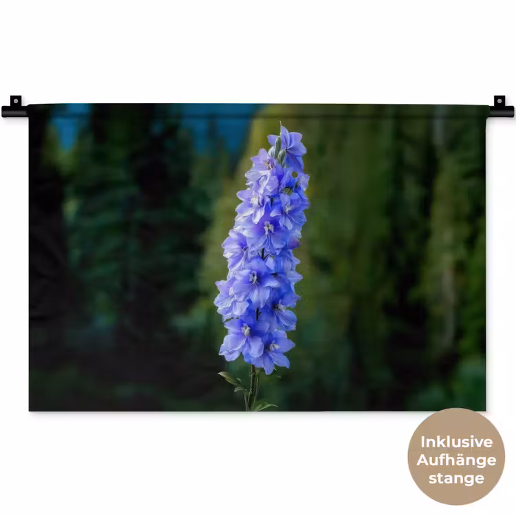 Bloemen - Blauw - Dennenboom Wandkleed katoen klein -t3d_DE