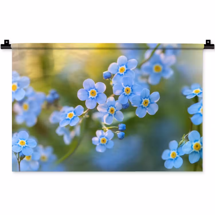Bloemetjes - Blauw - Vergeet mij nietjes Wandkleed katoen klein -zz3d