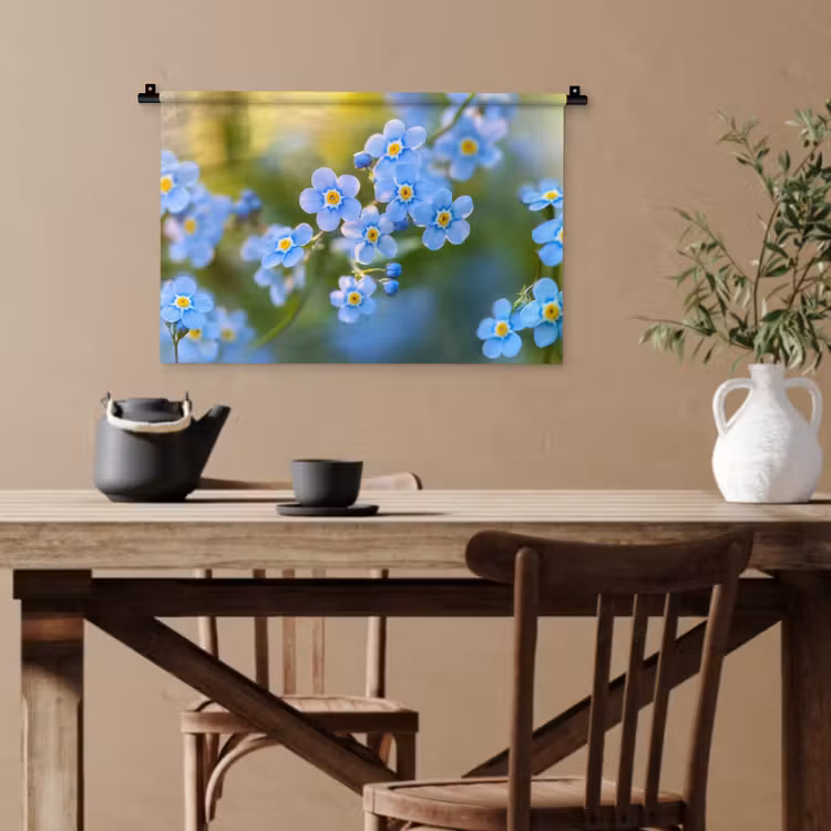 Bloemetjes - Blauw - Vergeet mij nietjes Wandkleed katoen klein -sfeer6