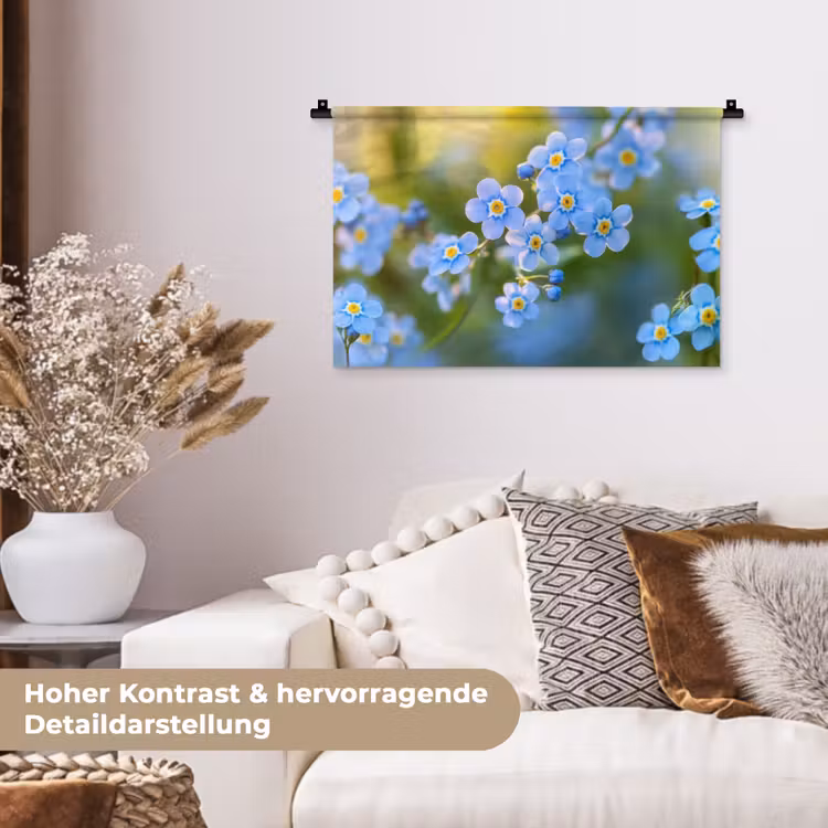Bloemetjes - Blauw - Vergeet mij nietjes Wandkleed katoen klein -tsfeer1_DE