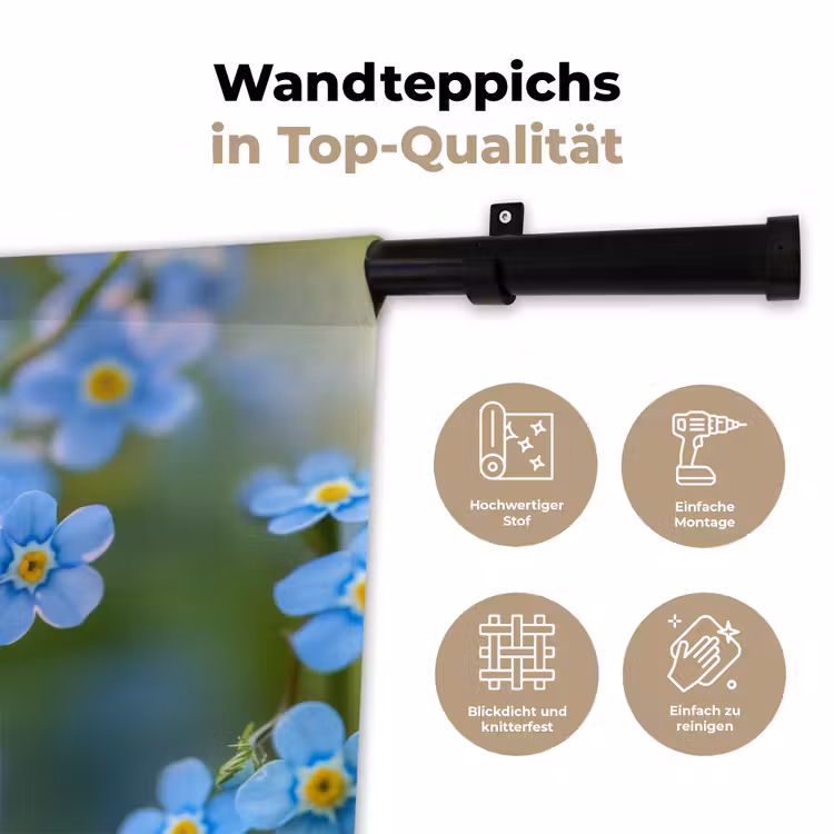 Bloemetjes - Blauw - Vergeet mij nietjes Wandkleed katoen klein -tsfeer2_DE