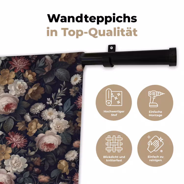 Bloemen - Boeket - Botanisch - Vintage - Donkere achtergrond Wandkleed katoen klein -tsfeer2_DE