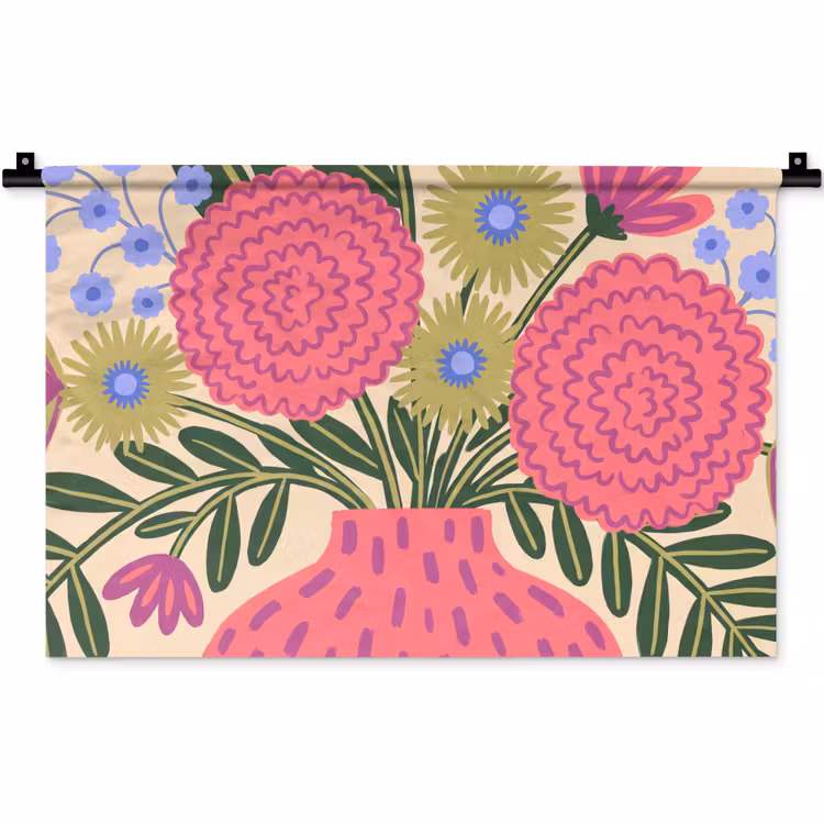 Bloemen - Boeket - Natuur - Abstract - Roze Wandkleed katoen klein -zz3d