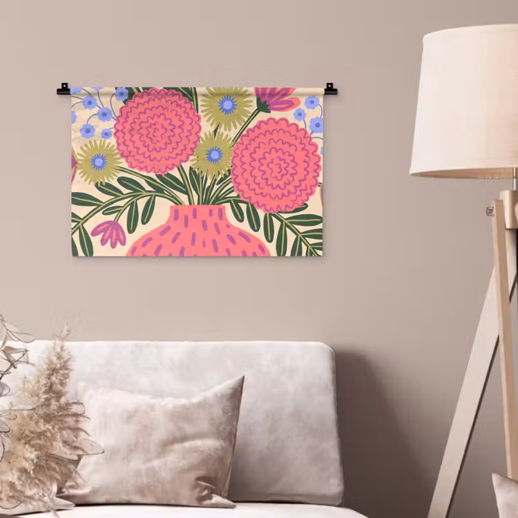Bloemen - Boeket - Natuur - Abstract - Roze Wandkleed katoen klein -sfeer4