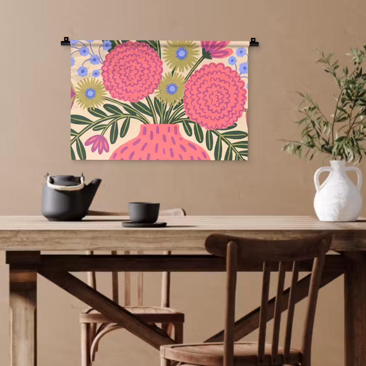 Bloemen - Boeket - Natuur - Abstract - Roze Wandkleed katoen klein -sfeer6