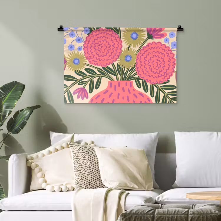 Bloemen - Boeket - Natuur - Abstract - Roze Wandkleed katoen klein -sfeer7