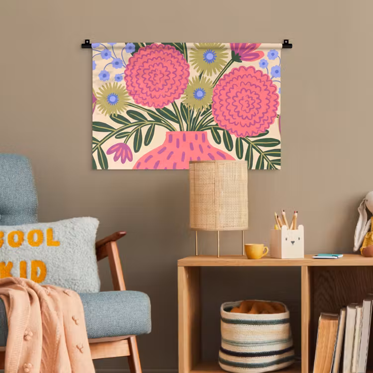 Bloemen - Boeket - Natuur - Abstract - Roze Wandkleed katoen klein -wsfeer4_kind