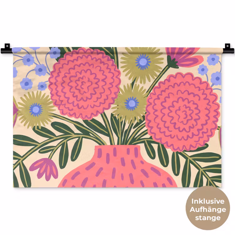 Bloemen - Boeket - Natuur - Abstract - Roze Wandkleed katoen klein -t3d_DE