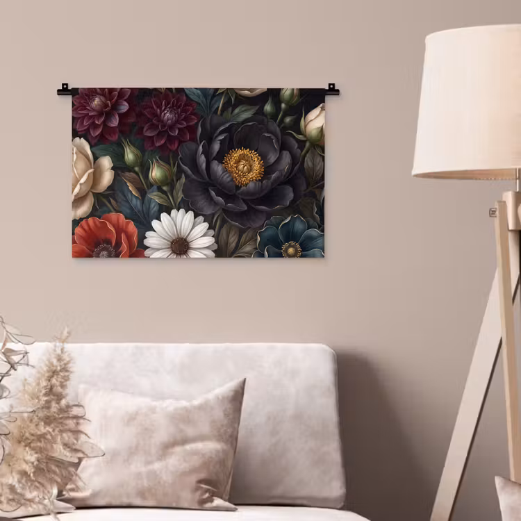 Bloemen - Boeket - Natuur - Klassiek - Weelderig Wandkleed katoen klein -sfeer4