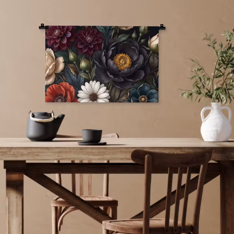 Bloemen - Boeket - Natuur - Klassiek - Weelderig Wandkleed katoen klein -sfeer6