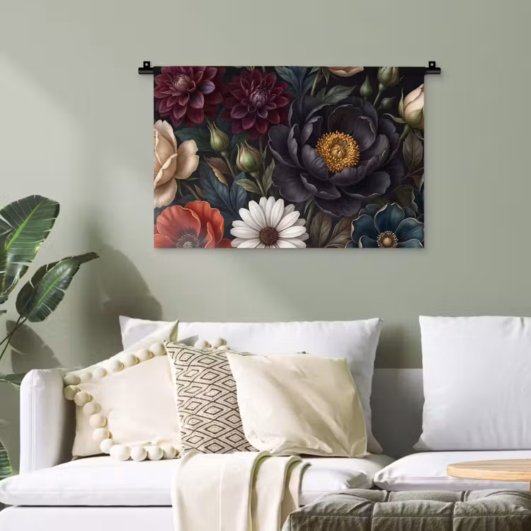 Bloemen - Boeket - Natuur - Klassiek - Weelderig Wandkleed katoen klein -sfeer7