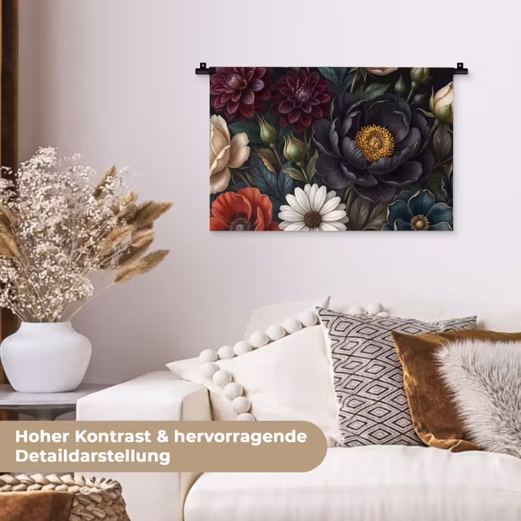 Bloemen - Boeket - Natuur - Klassiek - Weelderig Wandkleed katoen klein -tsfeer1_DE