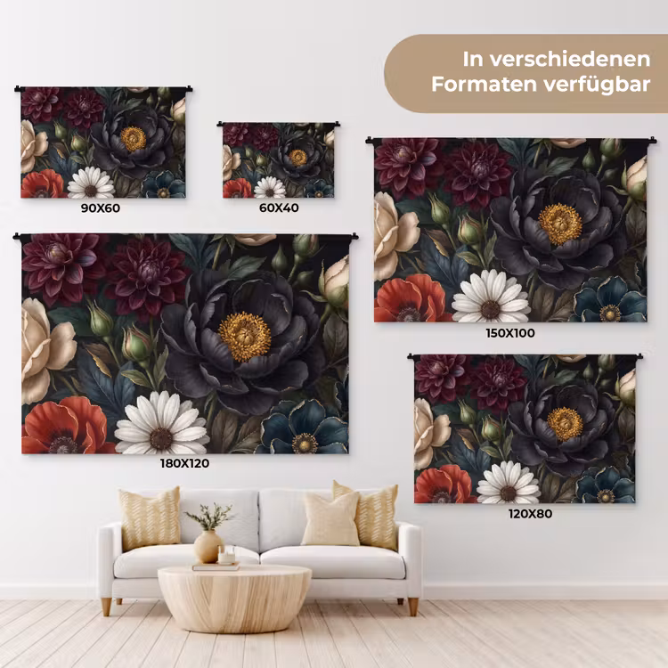 Bloemen - Boeket - Natuur - Klassiek - Weelderig Wandkleed katoen klein -tsfeer8_DE