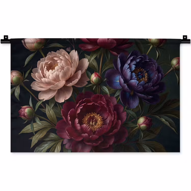 Bloemen - Boeket - Natuur - Modern - Donker Wandkleed katoen klein -zz3d
