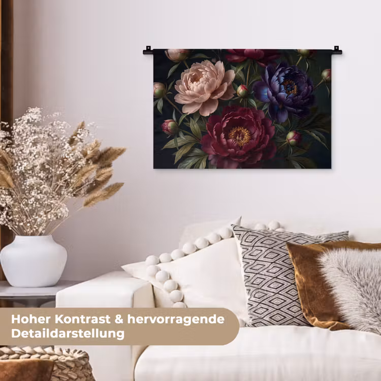 Bloemen - Boeket - Natuur - Modern - Donker Wandkleed katoen klein -tsfeer1_DE