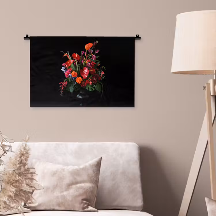 Bloemen - Boeket - Sierlijk Wandkleed katoen klein -sfeer4