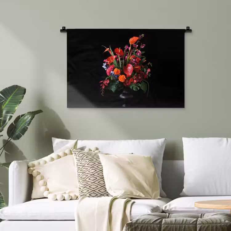 Bloemen - Boeket - Sierlijk Wandkleed katoen klein -sfeer7