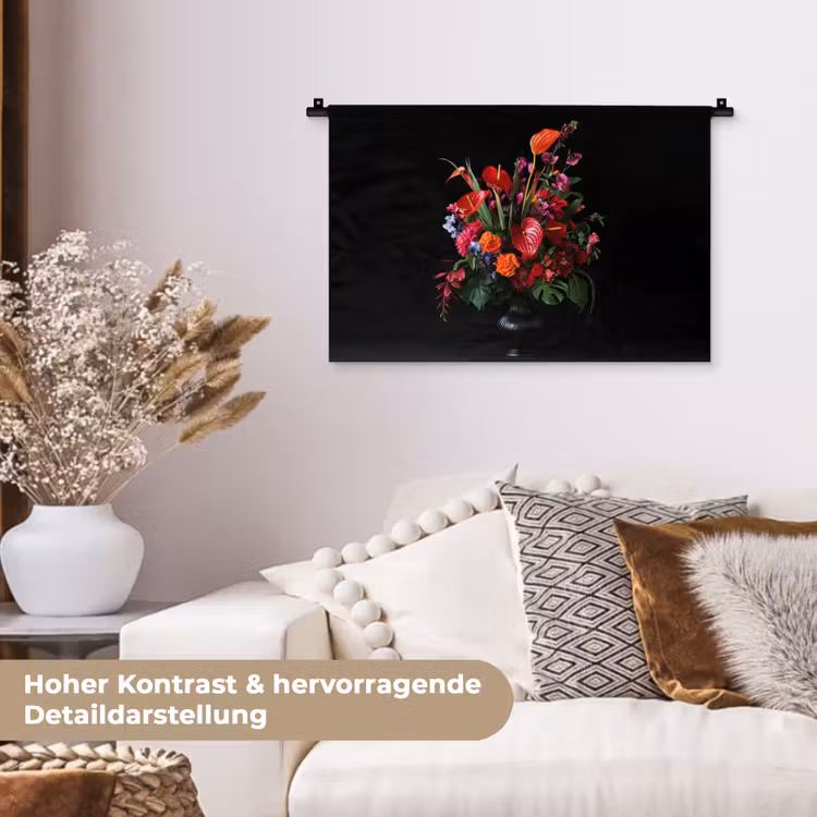 Bloemen - Boeket - Sierlijk Wandkleed katoen klein -tsfeer1_DE