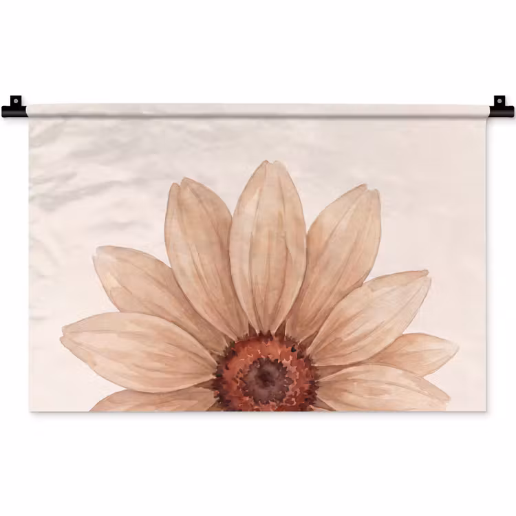 Bloemen - Bloemblad - Natuur - Aquarel - Beige Wandkleed katoen klein -zz3d