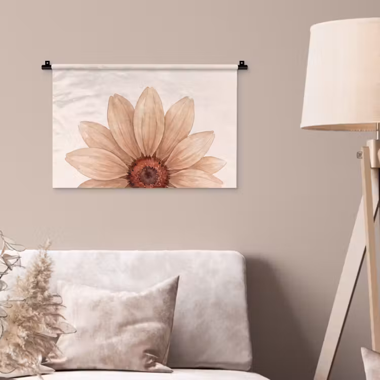 Bloemen - Bloemblad - Natuur - Aquarel - Beige Wandkleed katoen klein -sfeer4