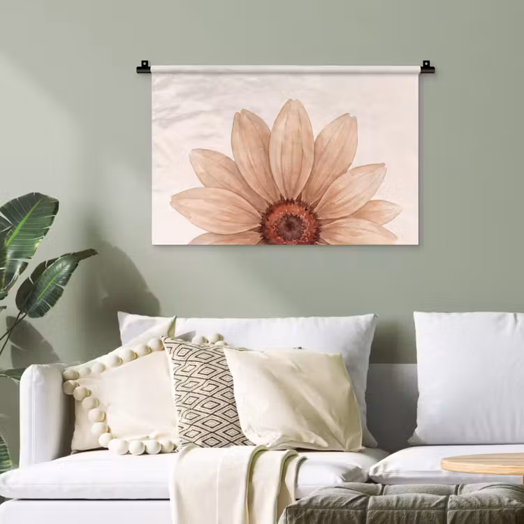 Bloemen - Bloemblad - Natuur - Aquarel - Beige Wandkleed katoen klein -sfeer7