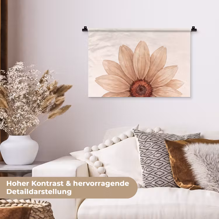 Bloemen - Bloemblad - Natuur - Aquarel - Beige Wandkleed katoen klein -tsfeer1_DE