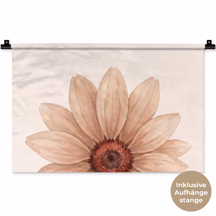 Bloemen - Bloemblad - Natuur - Aquarel - Beige Wandkleed katoen klein -t3d_DE