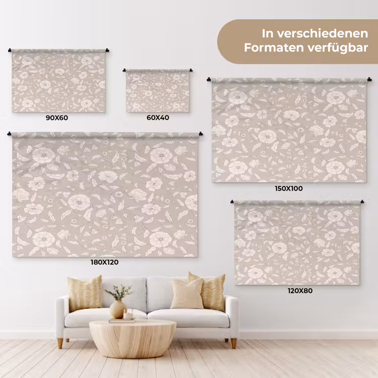 Bloemen - Blaadjes - Patroon Wandkleed katoen klein 269 -tsfeer8_DE