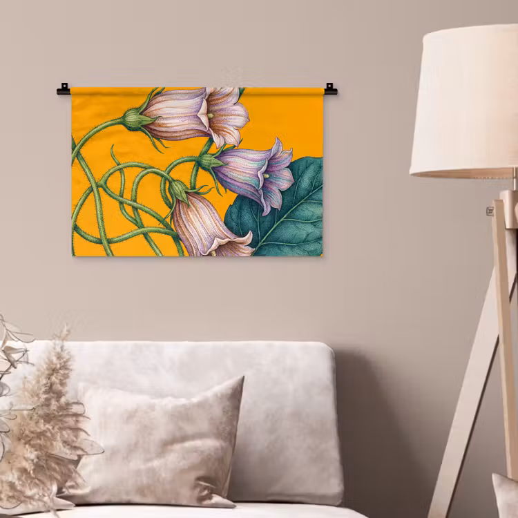 Wandteppich - Blumen – Botanik – Gelb - Bloemen - Botanisch - Geel Wandkleed katoen klein