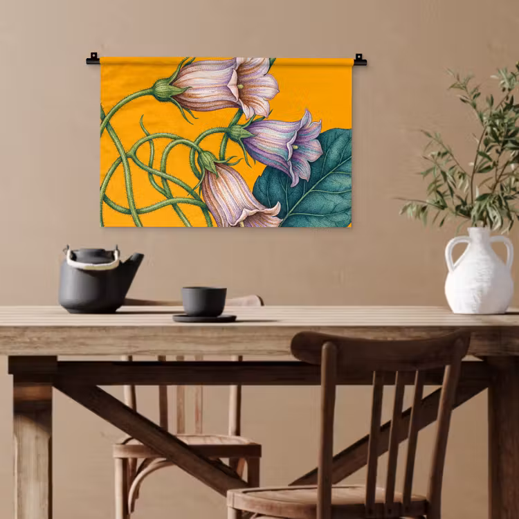 Wandteppich - Blumen – Botanik – Gelb - Bloemen - Botanisch - Geel Wandkleed katoen klein