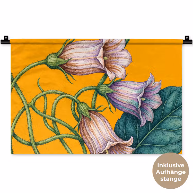 Wandteppich - Blumen – Botanik – Gelb - Bloemen - Botanisch - Geel Wandkleed katoen klein